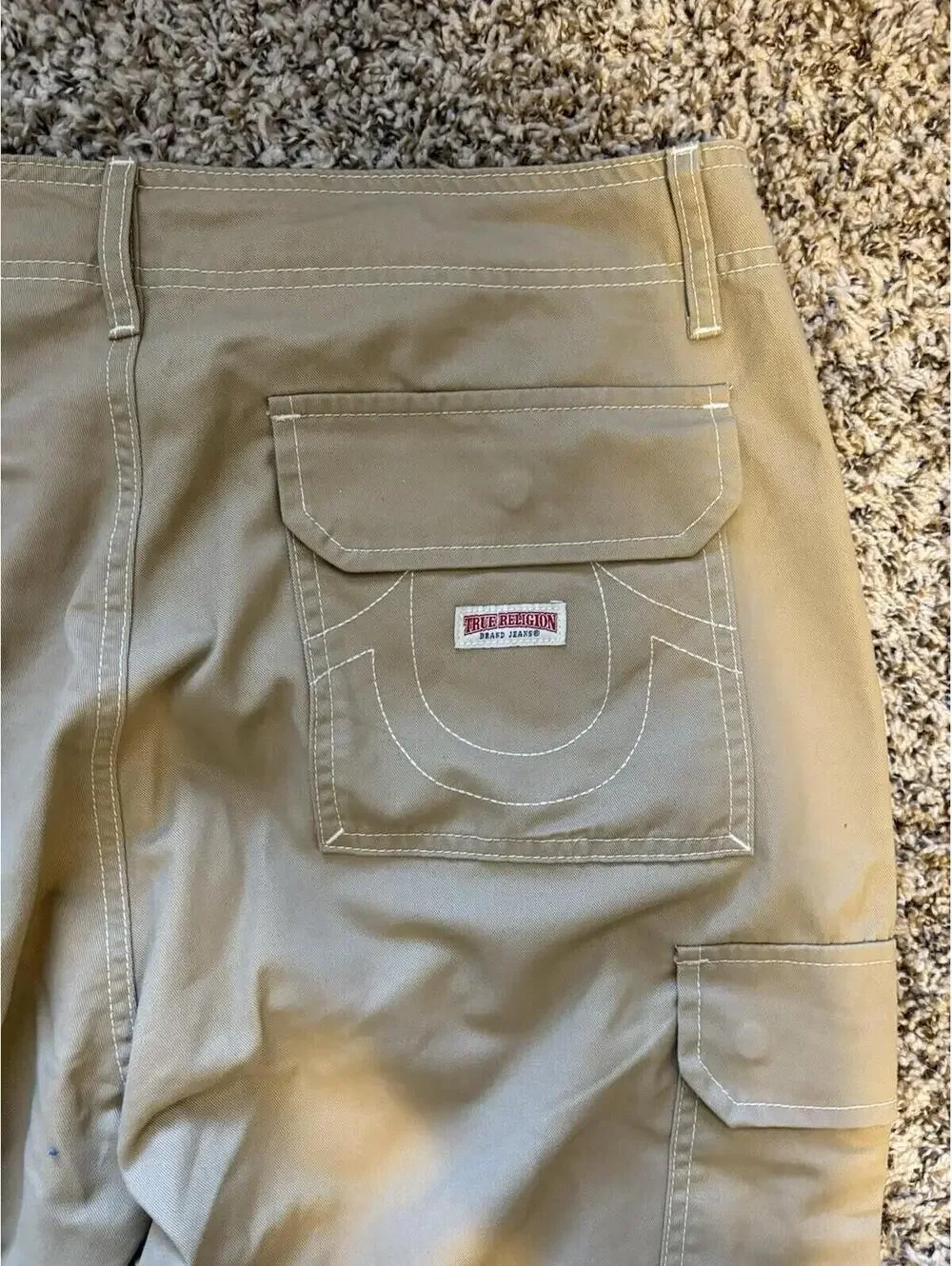 True Religion Cargo Pants Straight Leg Travertine Brown Tan Men's Size 34x32 NWT